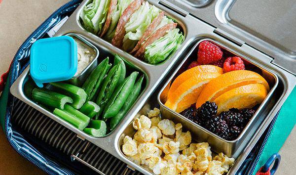 PlanetBox Little Square Dipper Navy - Bento Box for Kids Lunch | Eco-Friendly Stainless Steel Food Container for School, Picnics & Travel