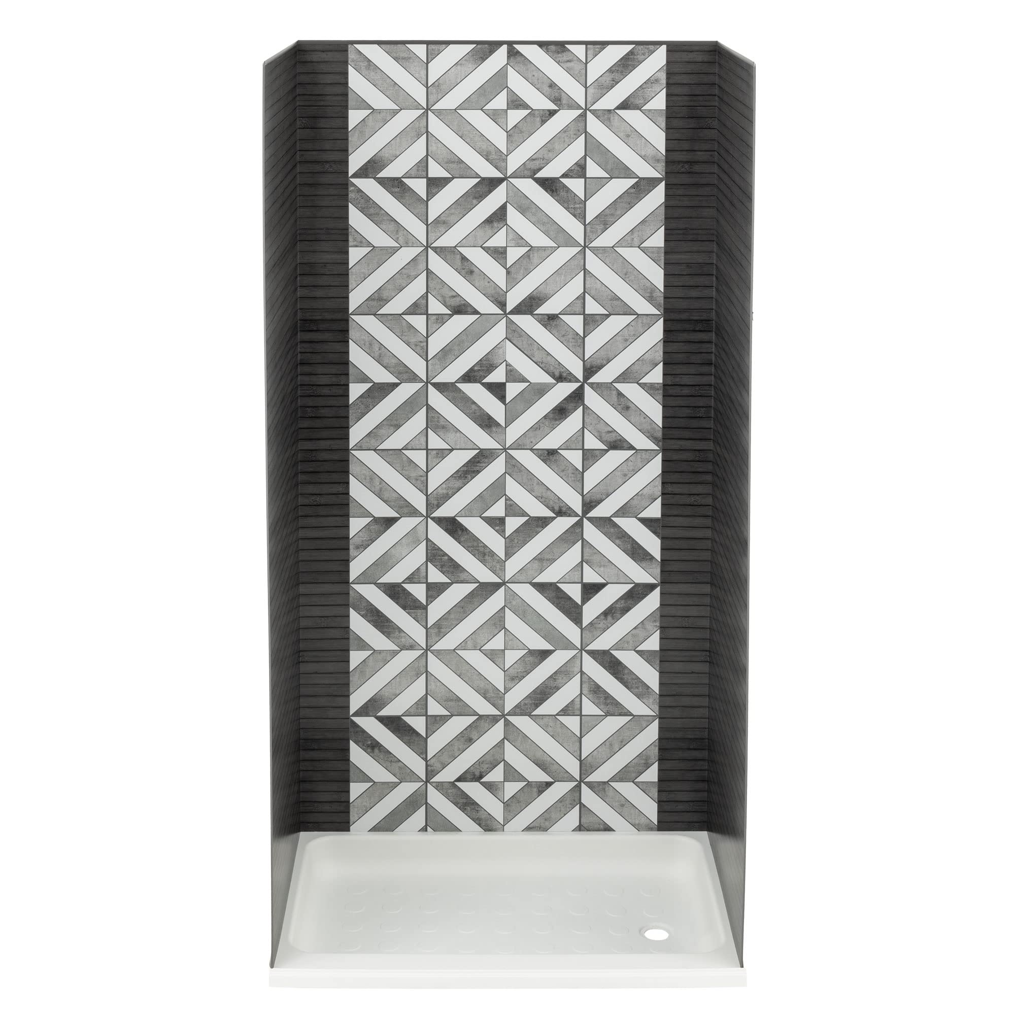 RecPro RV Shower Surround - One Piece ABS Design, No Grout Needed, Easy to Clean (Dark Gray Waterfall Pattern, 36