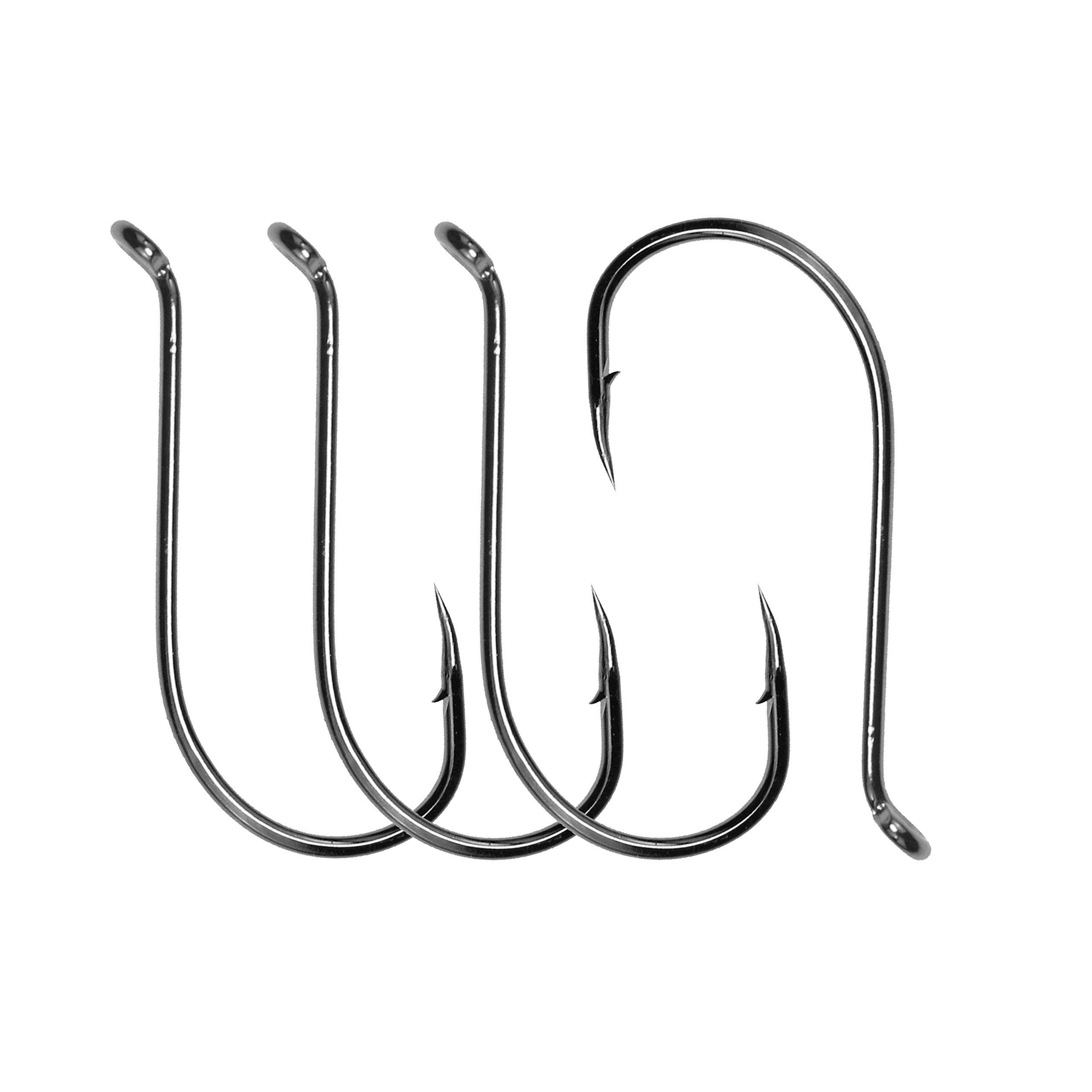 100pcs Black Octopus Fishing Hooks - High Carbon Steel Circle & J Hooks for Catfish, Freshwater & Saltwater Fishing | Durable Long Shank Jig Hooks for Surf Casting, Deep Sea & Pier Fishing