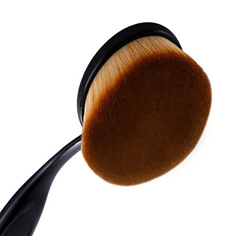 Futaba Big Oval Foundation & Loose Powder Brush - Soft Kabuki Makeup Brush for Flawless Face Application - Perfect for Liquid, Cream & Mineral Powder Cosmetics (Brown)