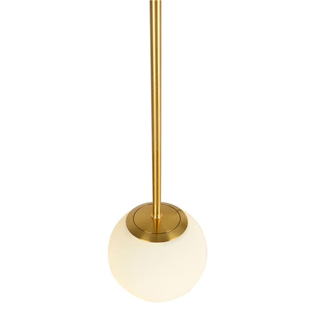 Modern Globe Pendant Light Fixture - Mid Century Chandelier with Adjustable White Glass Shade - Gold Hanging Lamp for Living Room, Bedroom & Dining Room Lighting - Perfect for Kitchen Island, Entryway and Home Decor