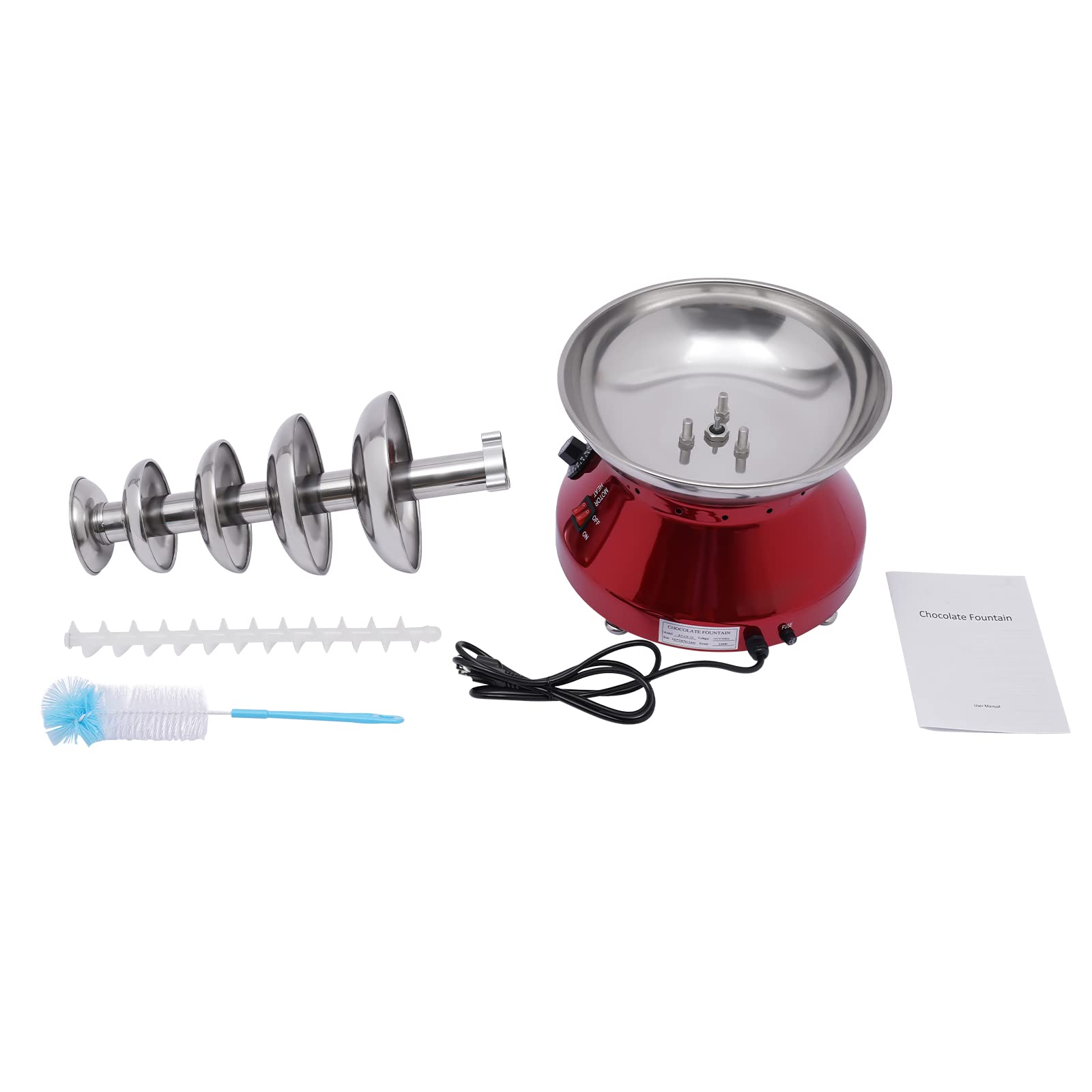 Commercial Chocolate Fountain Machine - 5 Tier 7 lb Stainless Steel Melting Heater for Hot Chocolate, Nacho Cheese & Liqueurs - Perfect for Weddings, Parties & Catering Events (Red)