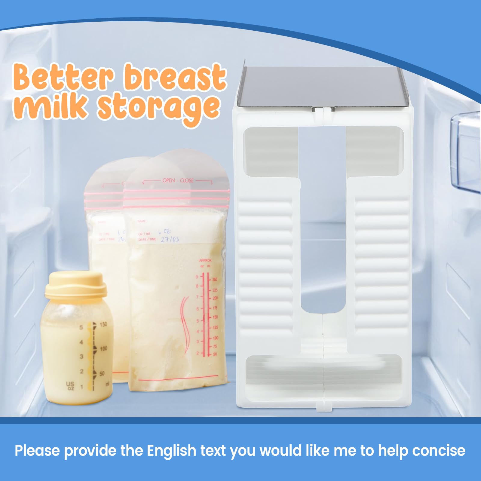 XYDHQS Breastmilk Storage Container & Organizer - Freezer-Safe Milk Storage Bags Holder for 60oz - Reusable Breastfeeding Supplies with Tray - Perfect for Pumping Moms, Daycare & Travel Use
