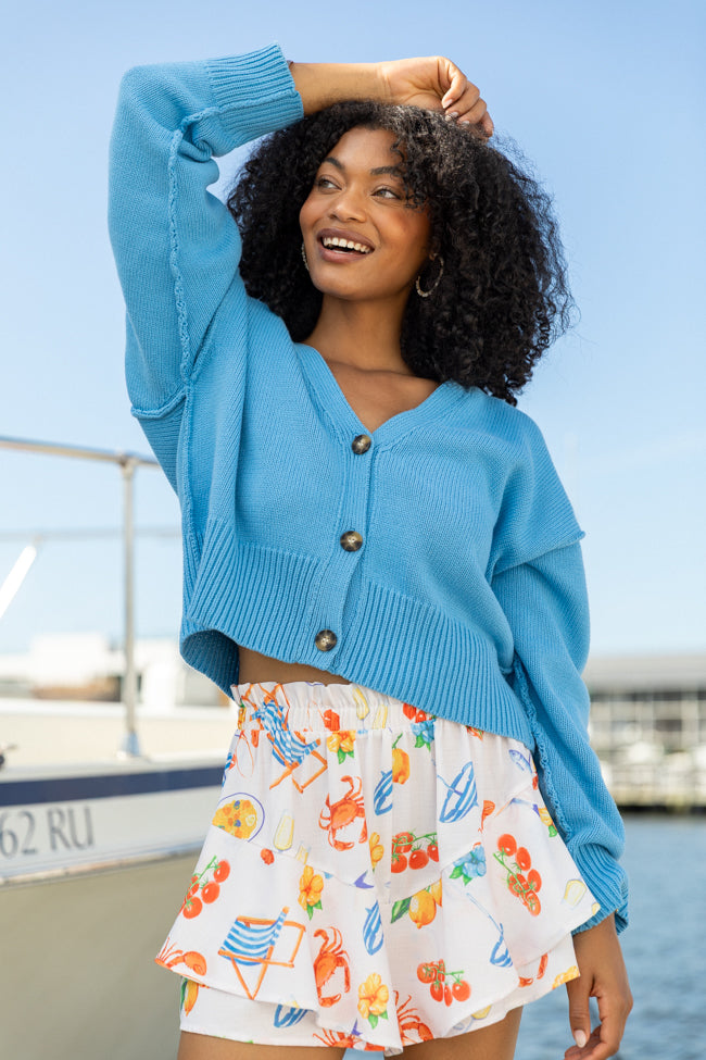 Chasing Joy Blue Cardigan for Women - Soft & Cozy Knit Sweater - Perfect for Casual Outfits & Layering in Fall & Winter