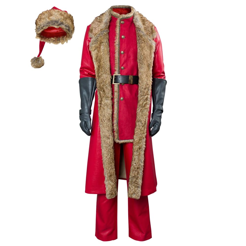 Santa Claus Costume for Men - Red Christmas Cosplay Outfit with Coat, Gloves & Hat | Perfect for Holiday Parties, Festive Events & Christmas Photo Shoots