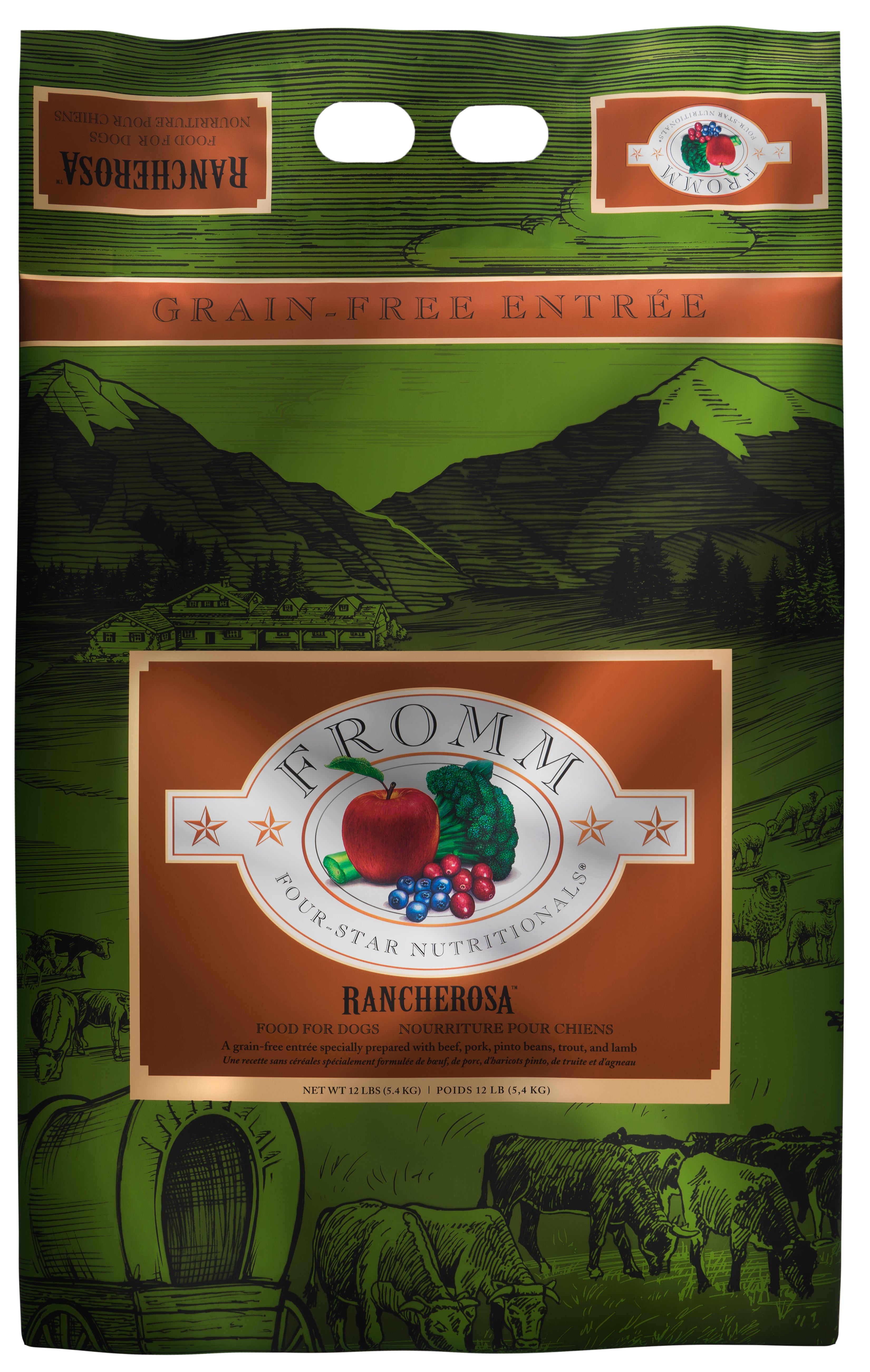 Fromm Four Star Grain Free Dry Dog Food - Rancherosa Recipe for Adult Dogs | High Protein, Natural Ingredients | Perfect for Active & Outdoor Dogs