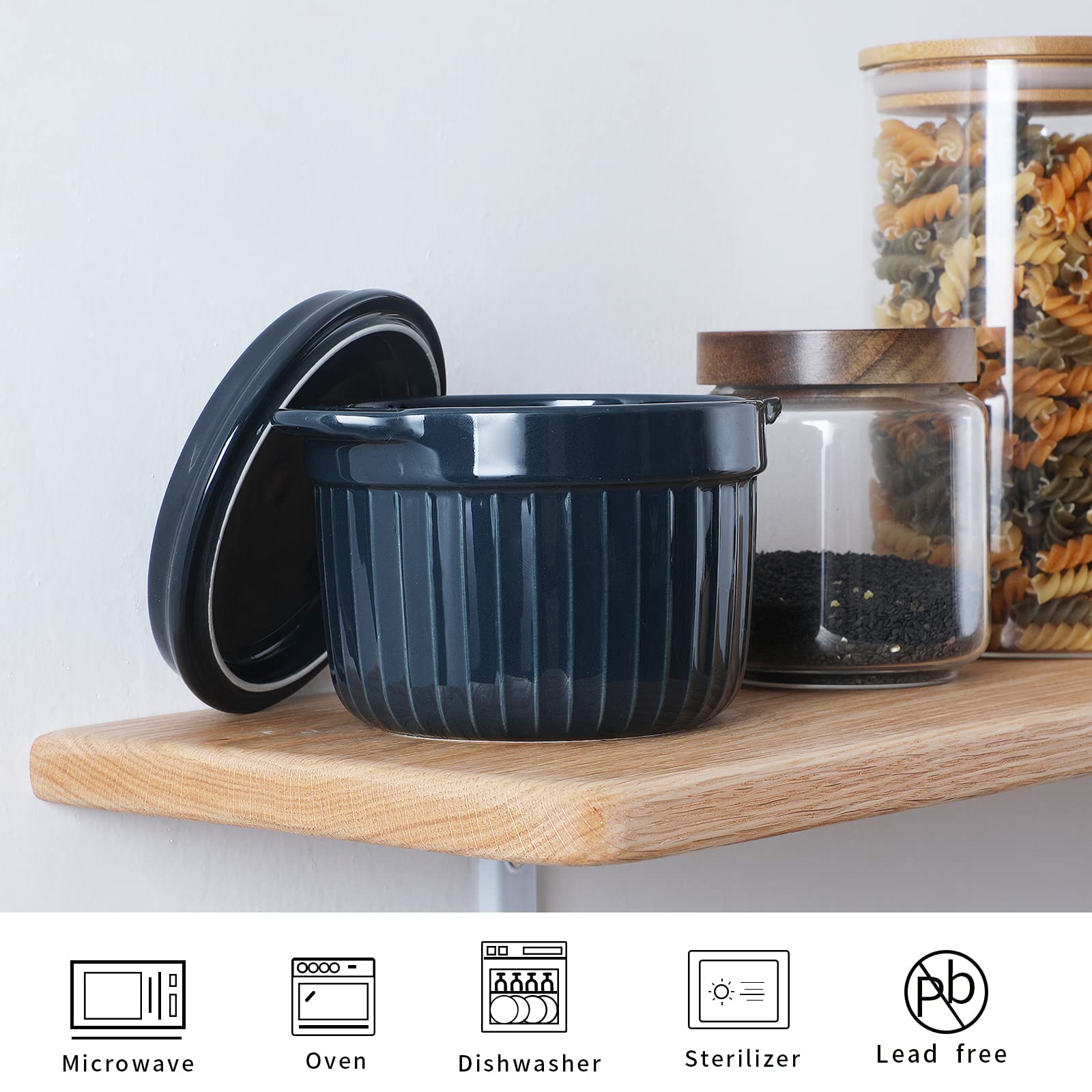 ONTUBE 17oz Ceramic Candy Jar with Lid - Porcelain Cookie & Candy Storage Container - Airtight Kitchen Canister for Cookies, Sweets, Nuts (Navy Blue) - Perfect for Home, Office, Party & Gift Giving