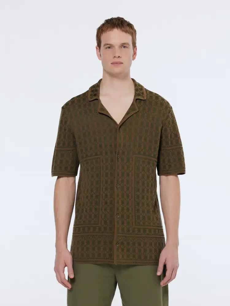 SCOTCH AND SODA Jacquard Knitted Short Sleeve T-Shirt for Men - Stylish Casual Summer Top for Outdoors, Travel & Everyday Wear
