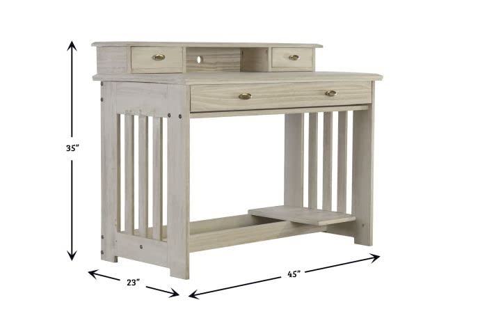 Discovery World Furniture Desk with Hutch & Chair Set - Ash Finish for Home Office, Study, or Workspace