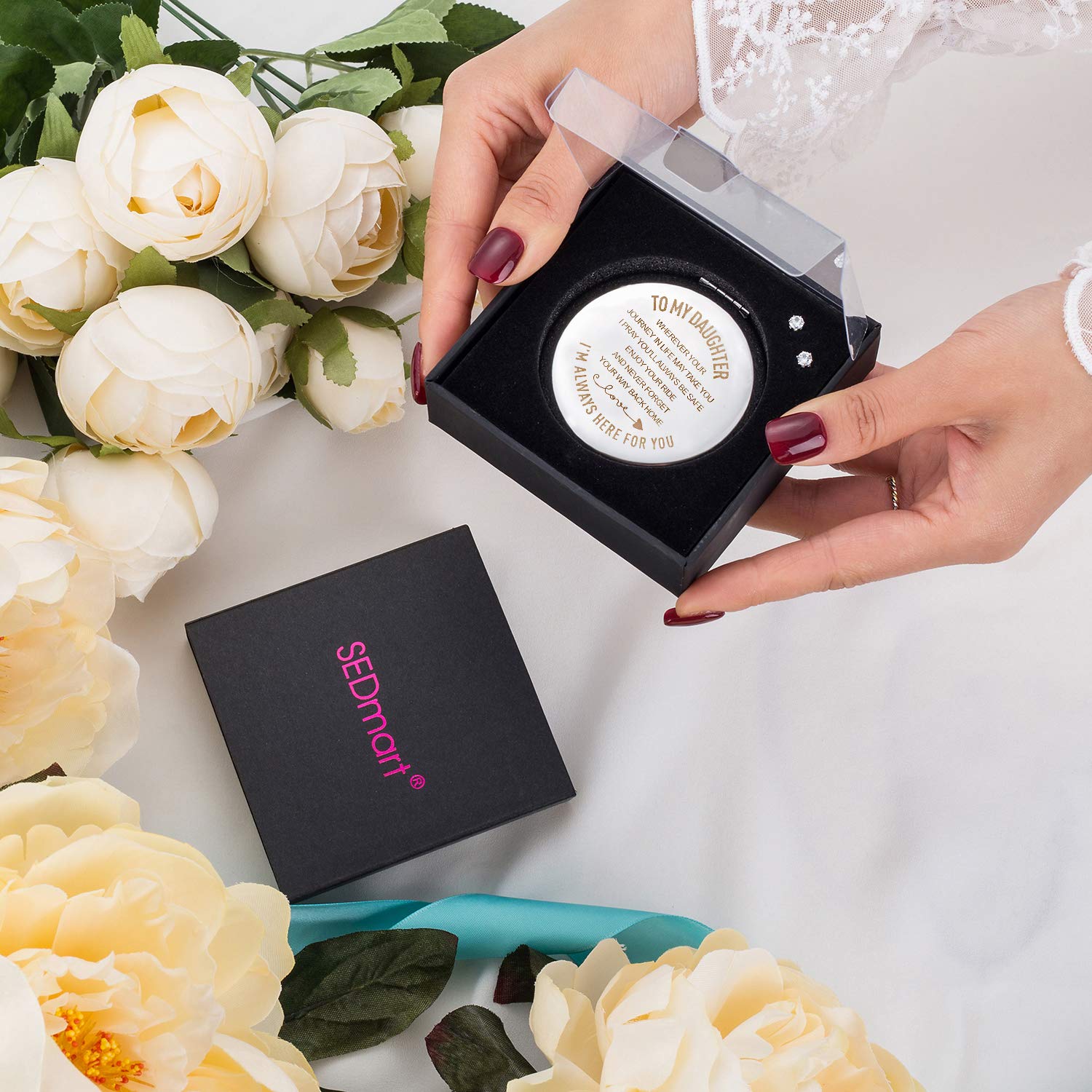 Personalized Engraved Compact Mirror - Unique Graduation & Birthday Gift for Teen Girls from Mom and Dad | Perfect for Prom, Travel, and Everyday Use
