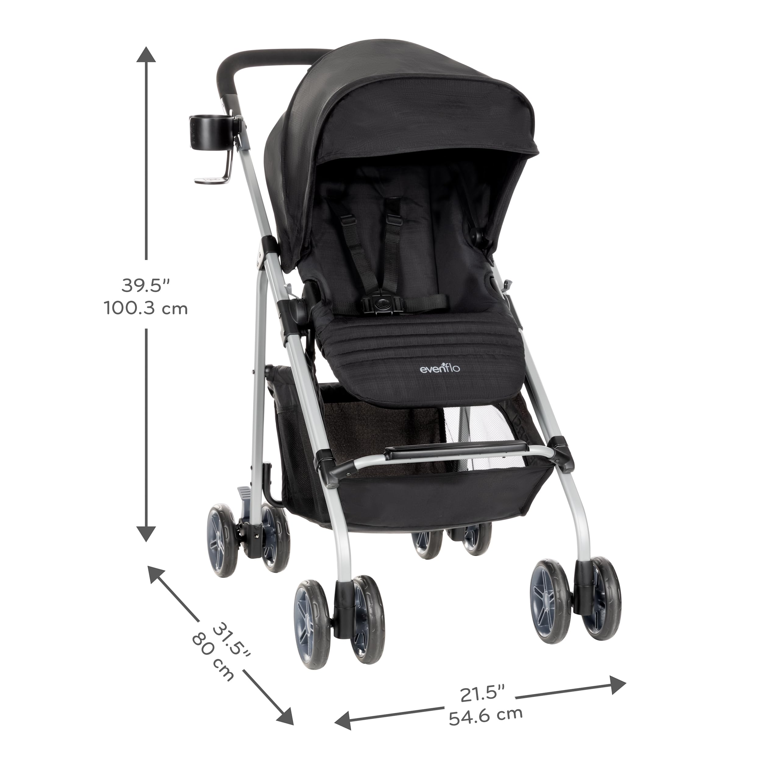 Evenflo Reversi Lightweight Reversible Stroller - Compact Foldable Baby Stroller with Adjustable Canopy & Parent Tray, Altair Black | Perfect for Travel, Shopping & Daily Walks