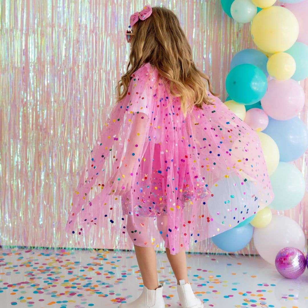 Kids Raspberry Confetti Cape - Superhero Dress Up Costume for Birthday Parties & Pretend Play | Soft & Lightweight for Comfortable Role Play