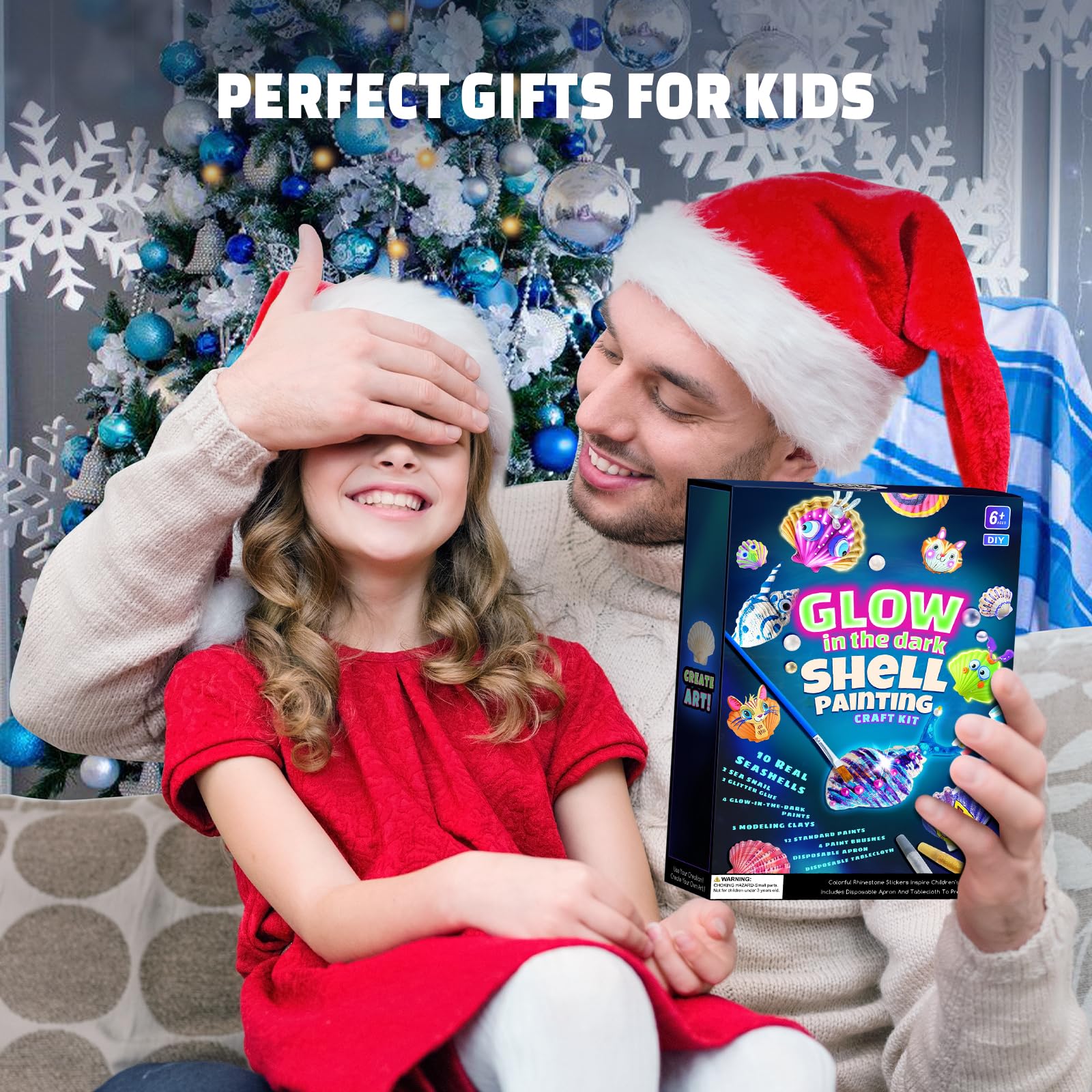 EPUMP Glow in The Dark Shell Painting Kit for Kids Ages 6-12 - Creative Arts & Crafts Supplies with 20+ Sea Shells, Non-Toxic Paints & Brushes - Perfect Christmas Birthday Gift for Boys & Girls | Fun DIY Activity for Beach Themed Parties & Home Decor