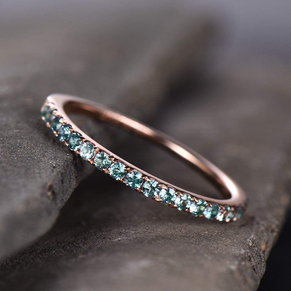 Alexandrite Eternity Ring - Sterling Silver Stackable Wedding Band, Rose Gold Plated June Birthstone Jewelry for Anniversary & Bridal Stacking | Perfect for Engagements, Weddings & Special Occasions