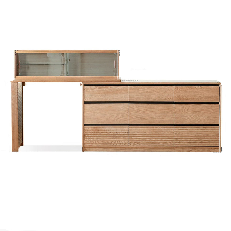 Solid Oak Wood Modern Extendable Dressing Table - Adjustable Vanity Desk for Makeup & Skincare - Perfect for Bedroom, Dorm, or Apartment