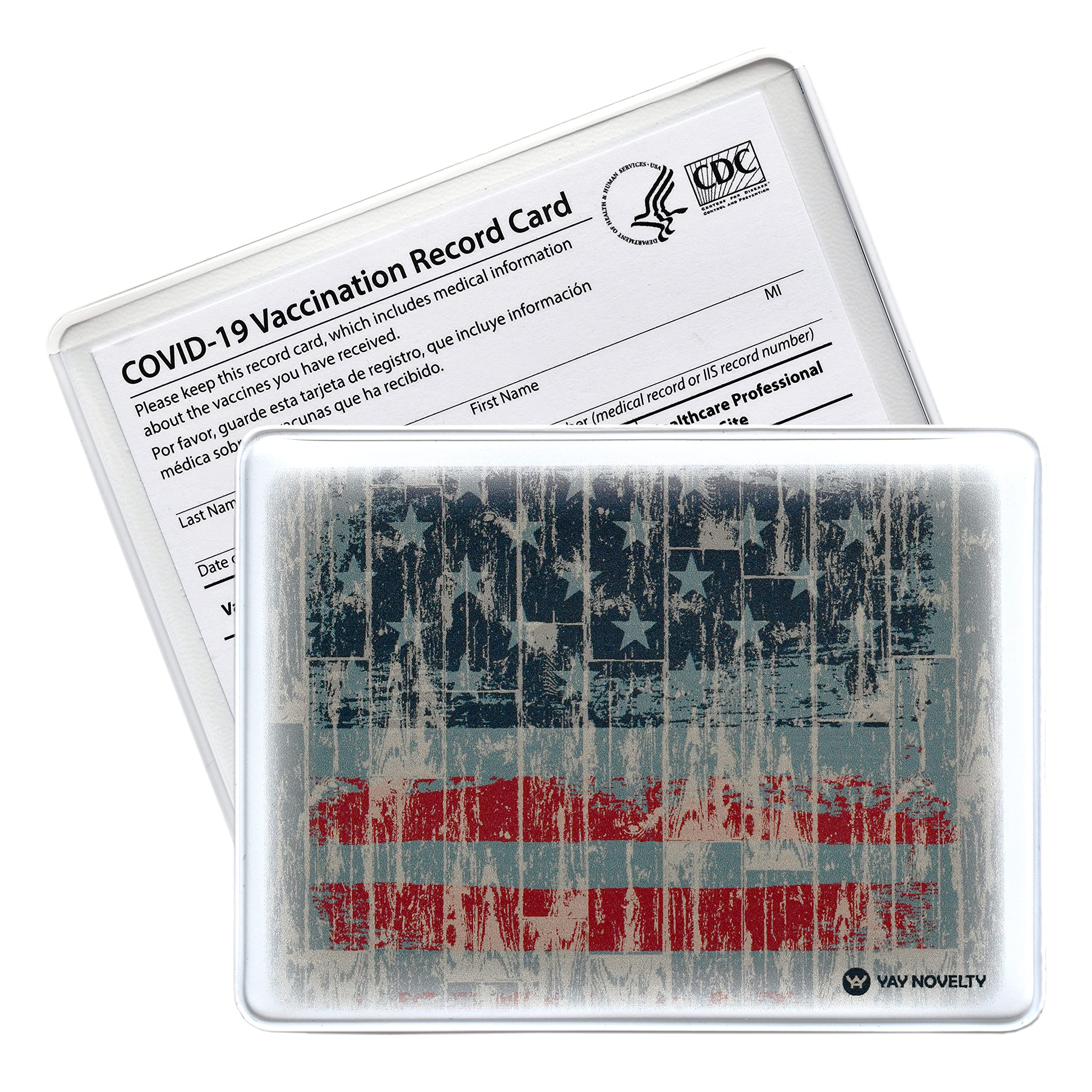 Vaccination Card Holder Protector Sleeve Pouch - USA Made Vaccine Card Case with American Flag - Perfect for Travel, Work, and School ID Badge Storage
