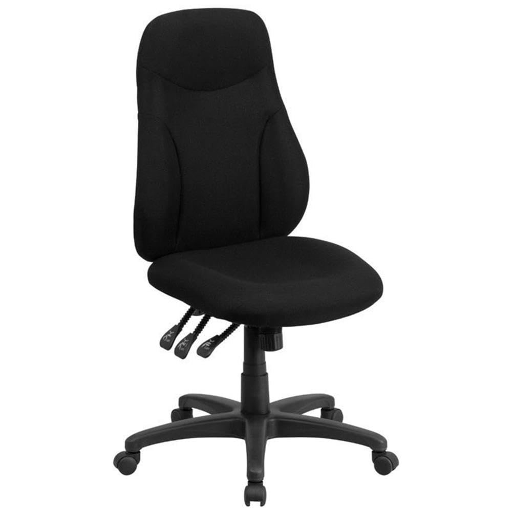 UrbanPro High Back Ergonomic Office Chair with Lumbar Support - Black Fabric Swivel Chair for Home & Office Workspace Comfort