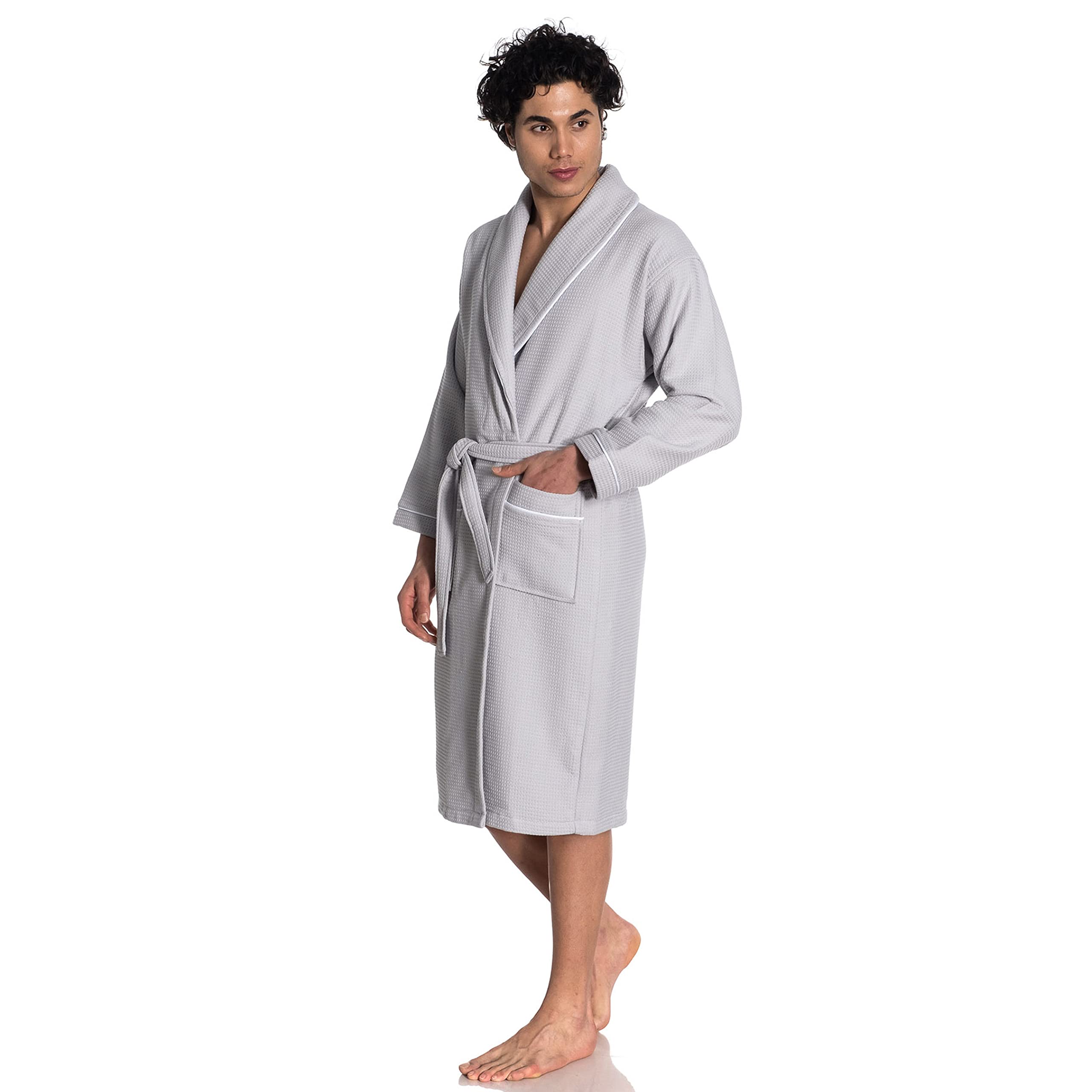 East'N Blue Waffle-Terry Knit Bathrobe | Shawl Collar Turkish Cotton Unisex Spa Robe | Soft & Absorbent for Home, Hotel & Spa Relaxation