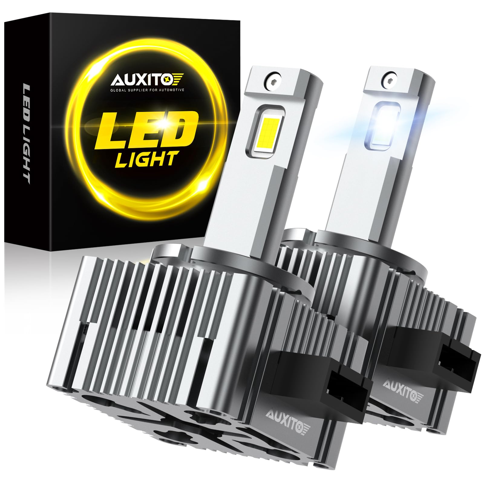 AUXITO D3S HID Bulbs - 30000 Lumens 35W 6000K White Xenon Replacement Lights (Pack of 2) for D3S/D3R - 900% Brighter Than OEM - Perfect for Fog Lights & Headlight Upgrades
