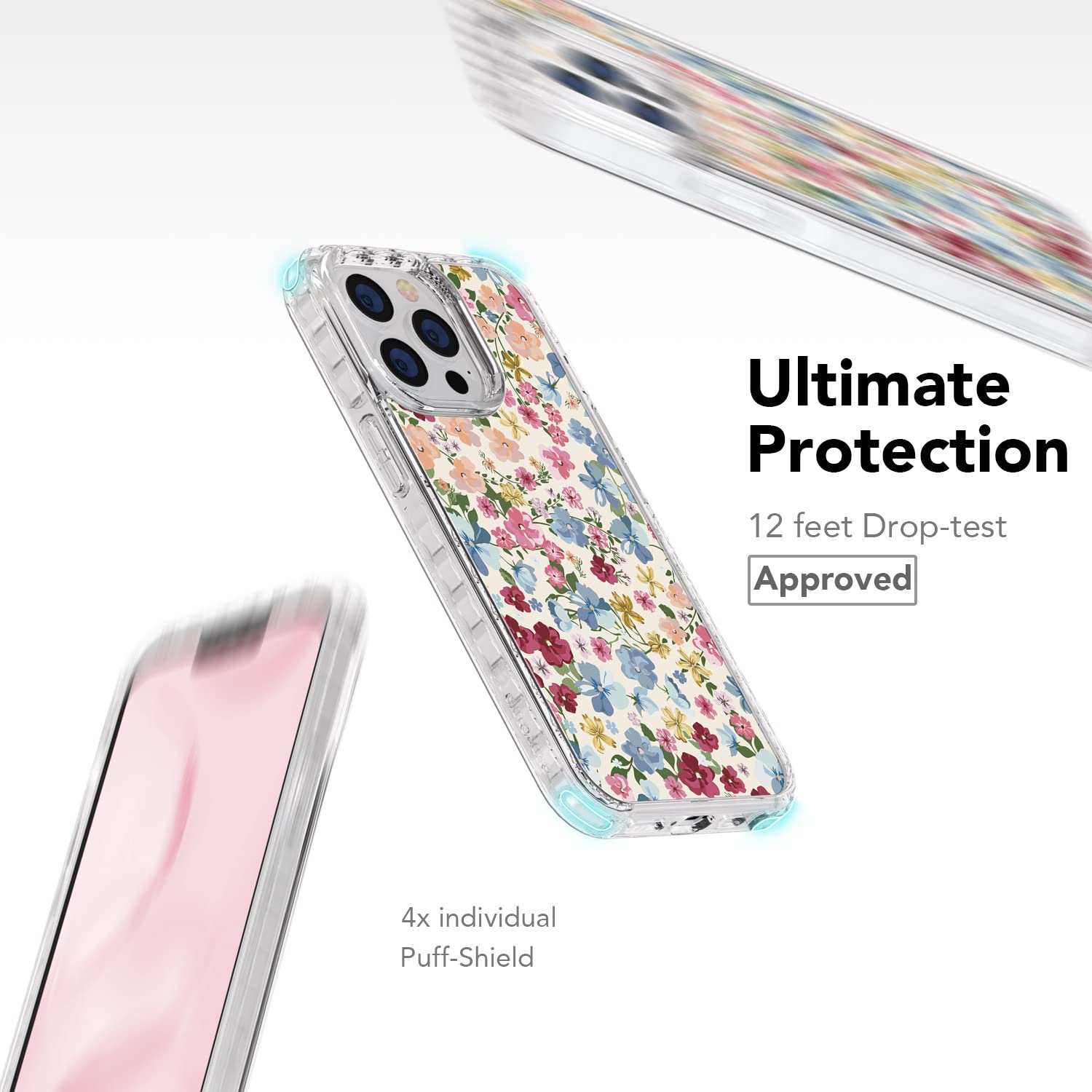 AknaCase Vintage Floral iPhone 13 Pro Max Case - Super Grip High Impact Silicone Cover with Anti-Slip Pattern (Design 103123-US) | Perfect for Everyday Protection & Stylish Outfit Matching
