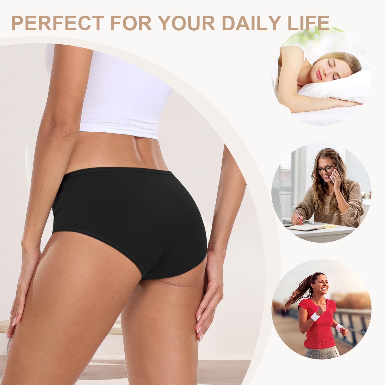Women's Cotton Low Rise Briefs - Full Coverage Hipster Panties - Breathable Underwear 4 Pack - Comfortable for Everyday Wear, Yoga & Lounge