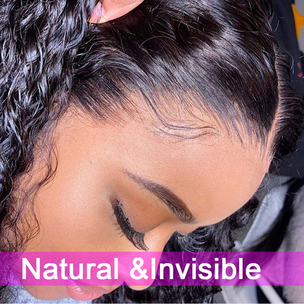QUINLUX 13x4 HD Transparent Lace Front Wig - 20 Inch Brazilian Human Hair Deep Wave Glueless Wig for Women | Pre-Plucked 150% Density Invisible Hairline | Perfect for Daily Wear, Parties & Cosplay