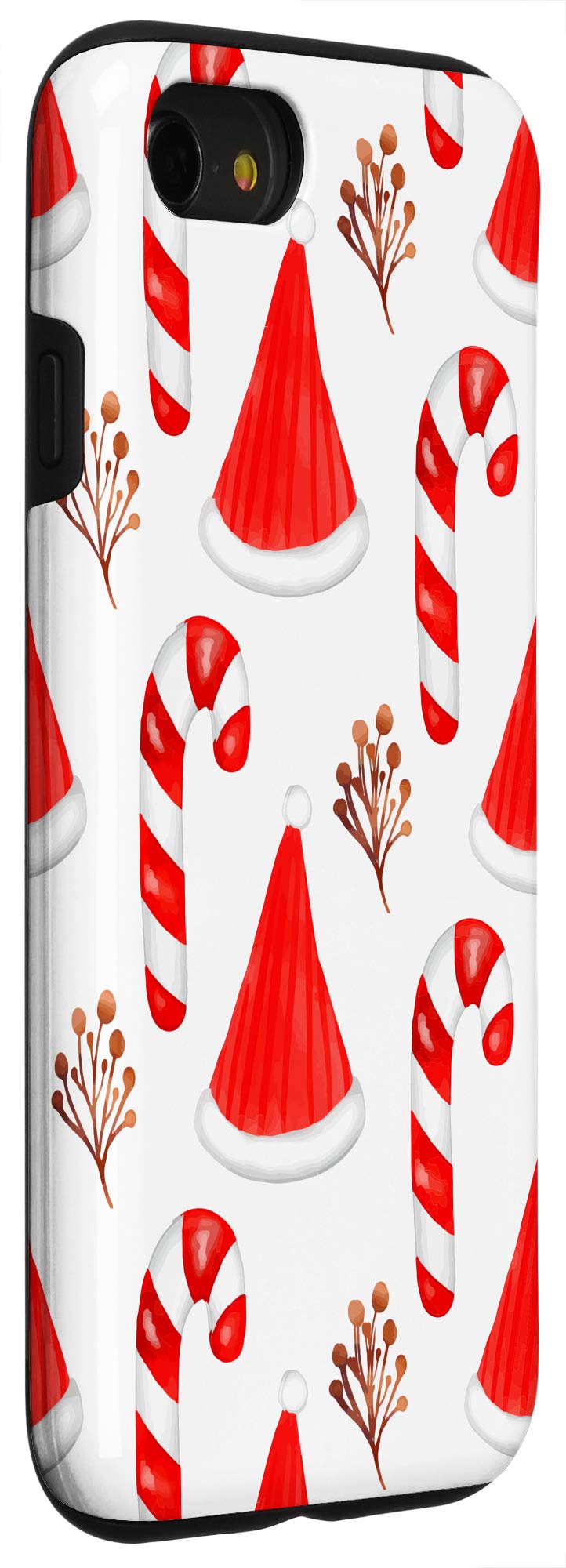 iPhone SE (2020) / 7 / 8 Candy Cane Christmas Phone Case with Santa Hat Pattern - Holiday Gift for Women & Men - Perfect for Christmas Parties, Gift Exchanges & Winter Celebrations