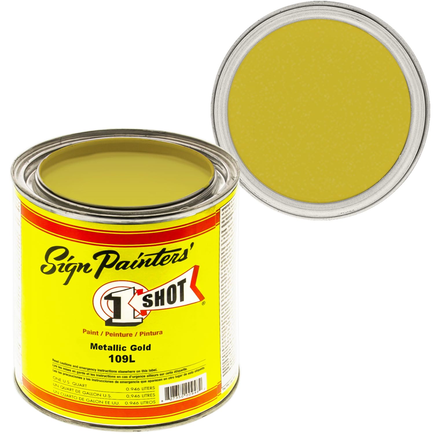 One Shot Metallic Gold Quart - Premium Metallic Paint for DIY Crafts, Signage & Automotive Touch-Ups | Perfect for Home Decor, Art Projects & Professional Use