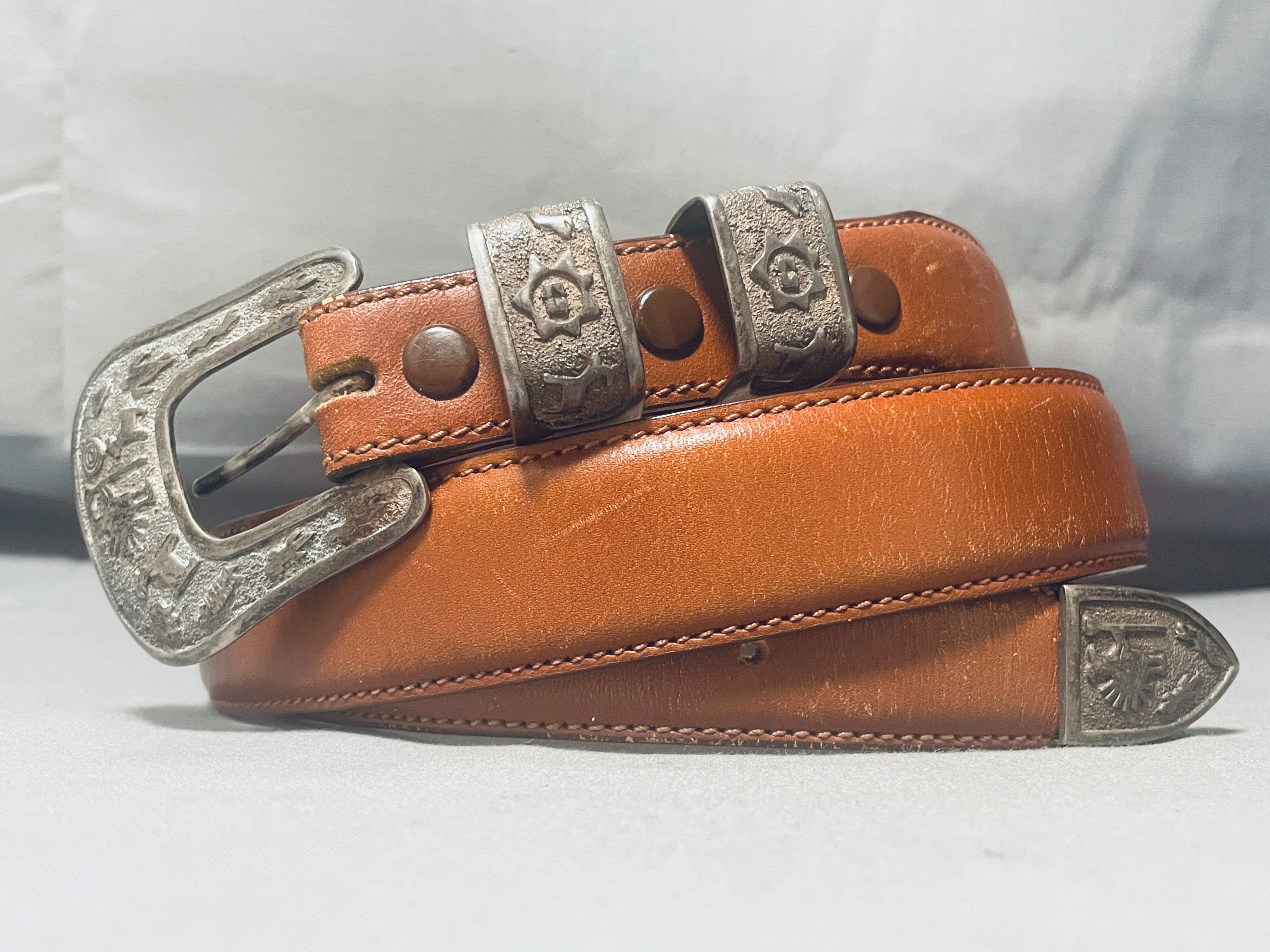 Vintage Native American Navajo Sterling Silver Ranger Belt Buckle Set with Ancient Petroglyph Design - Perfect for Western Fashion, Cowboy Outfits & Southwest Style Accessories