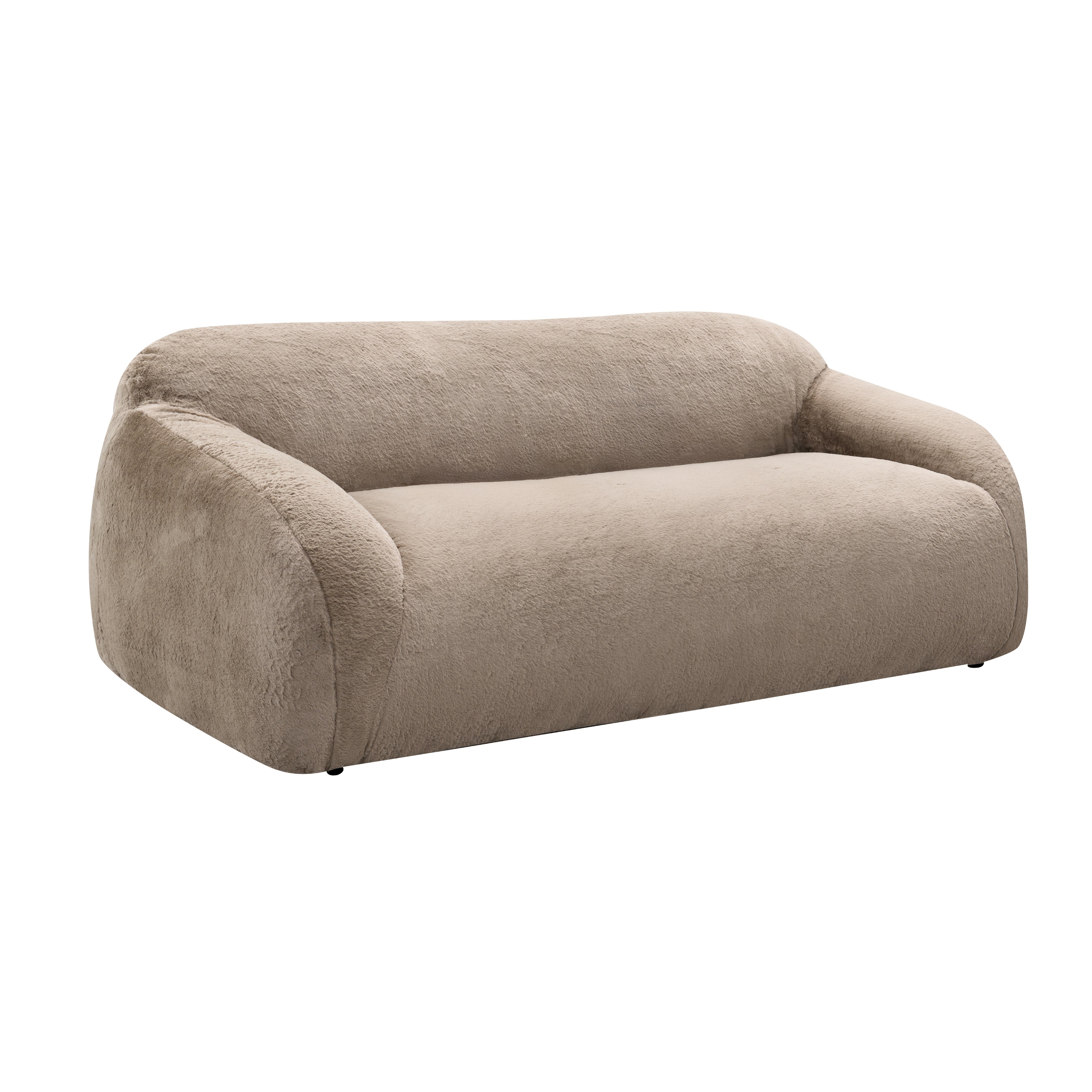 Roundhill Furniture Adell Polar Bear Faux Fur Upholstered Sofa - Luxurious White Plush Fabric Living Room Couch for Cozy Home & Winter Decor