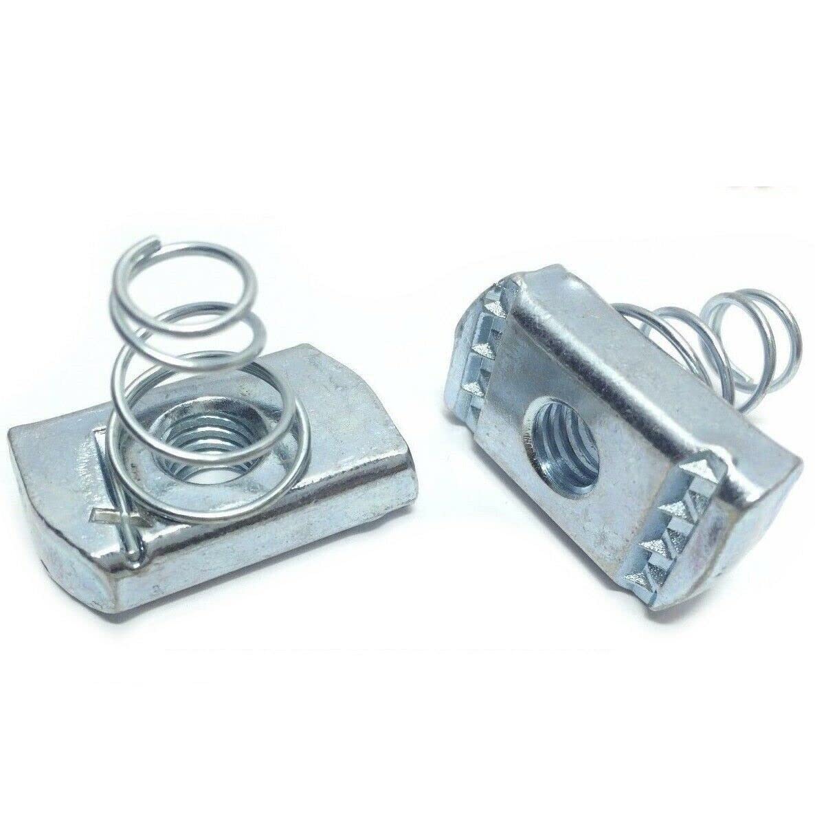 10-32 Spring Nuts (Short Spring) for Unistrut Channel - Electro Galvanized/Zinc Plated (Pack of 10) - Perfect for Electrical Conduit Support & Metal Framing Projects