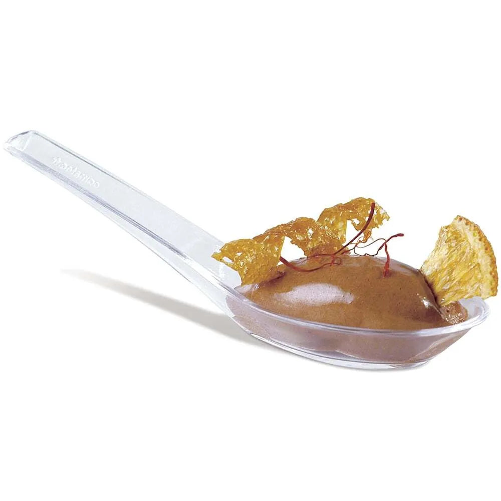 Comatec 50-Pack Disposable Plastic Spoons - Durable & Lightweight Asian Style Soup, Dessert, and Rice Spoons for Home, Restaurant, and Takeout Use