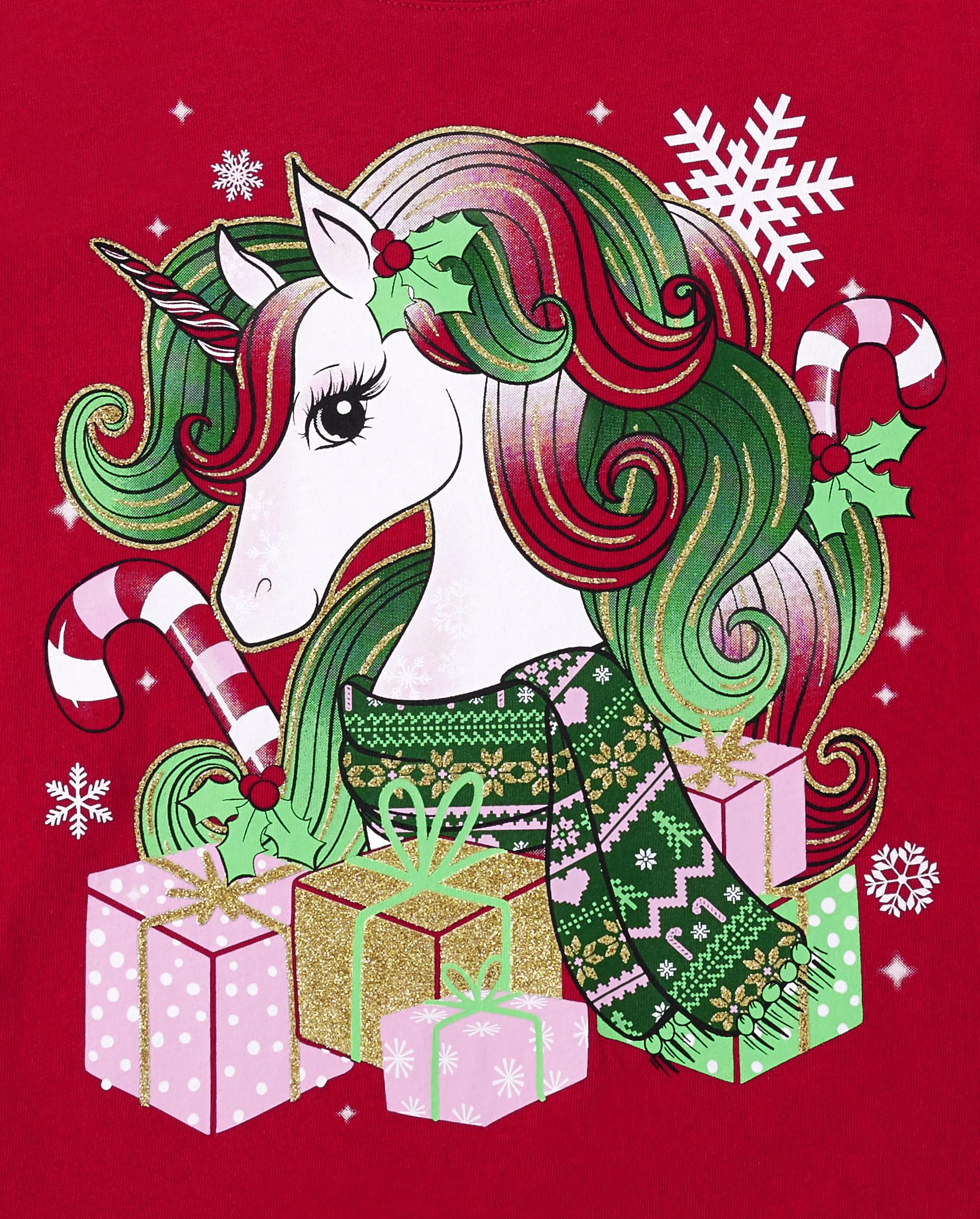 The Children's Place Girls' Holiday Long Sleeve Graphic T-Shirts - Cute Christmas Winter Outfits for Toddler & Kids, Perfect for Family Photos & Seasonal Celebrations