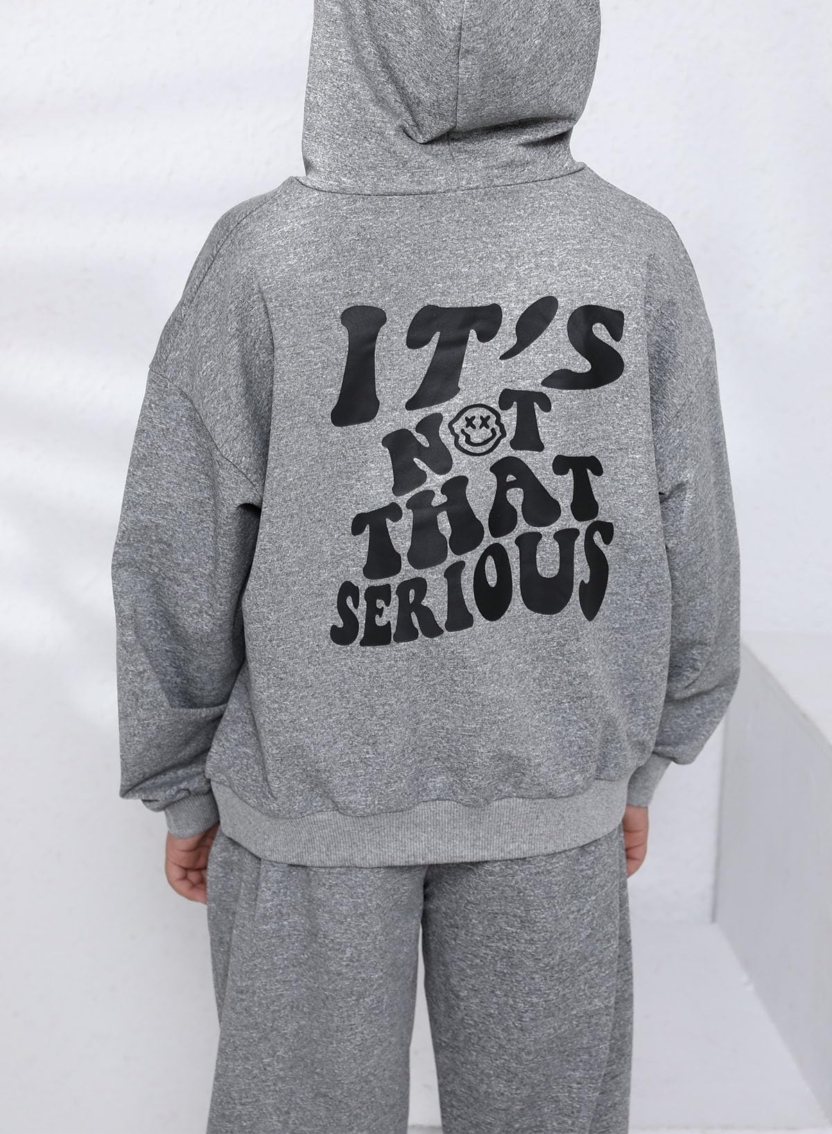 Blibean Unisex Kids Smile Printed Hoodie and Pants Set - Cute Casual Outfit for Boys & Girls Ages 4-15 - Perfect for School, Playdates & Family Outings
