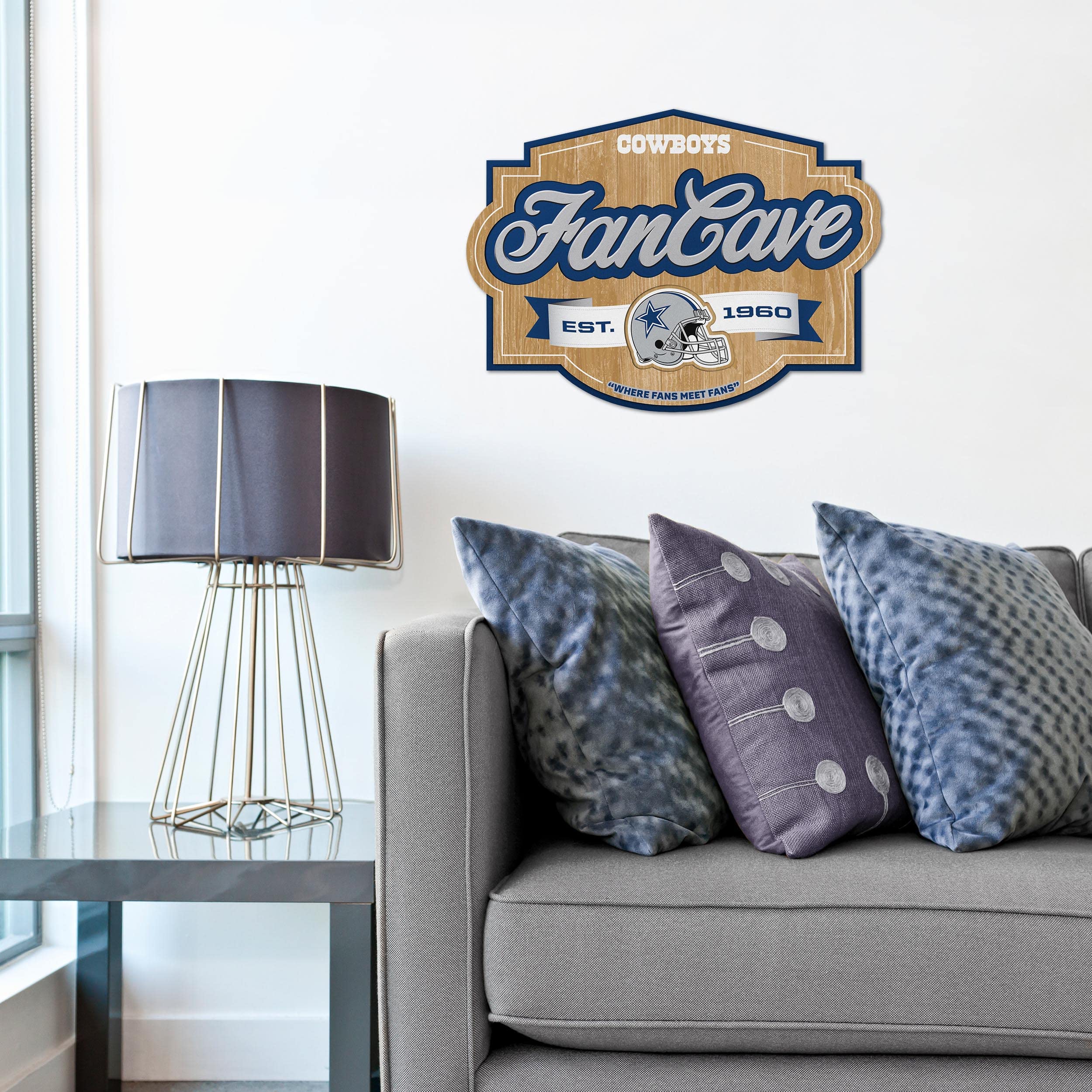 YouTheFan NFL Fan Cave Sign - Officially Licensed Team Logo Wall Decor for Football Fans - Perfect for Game Room, Man Cave, and Sports Bar Decorations