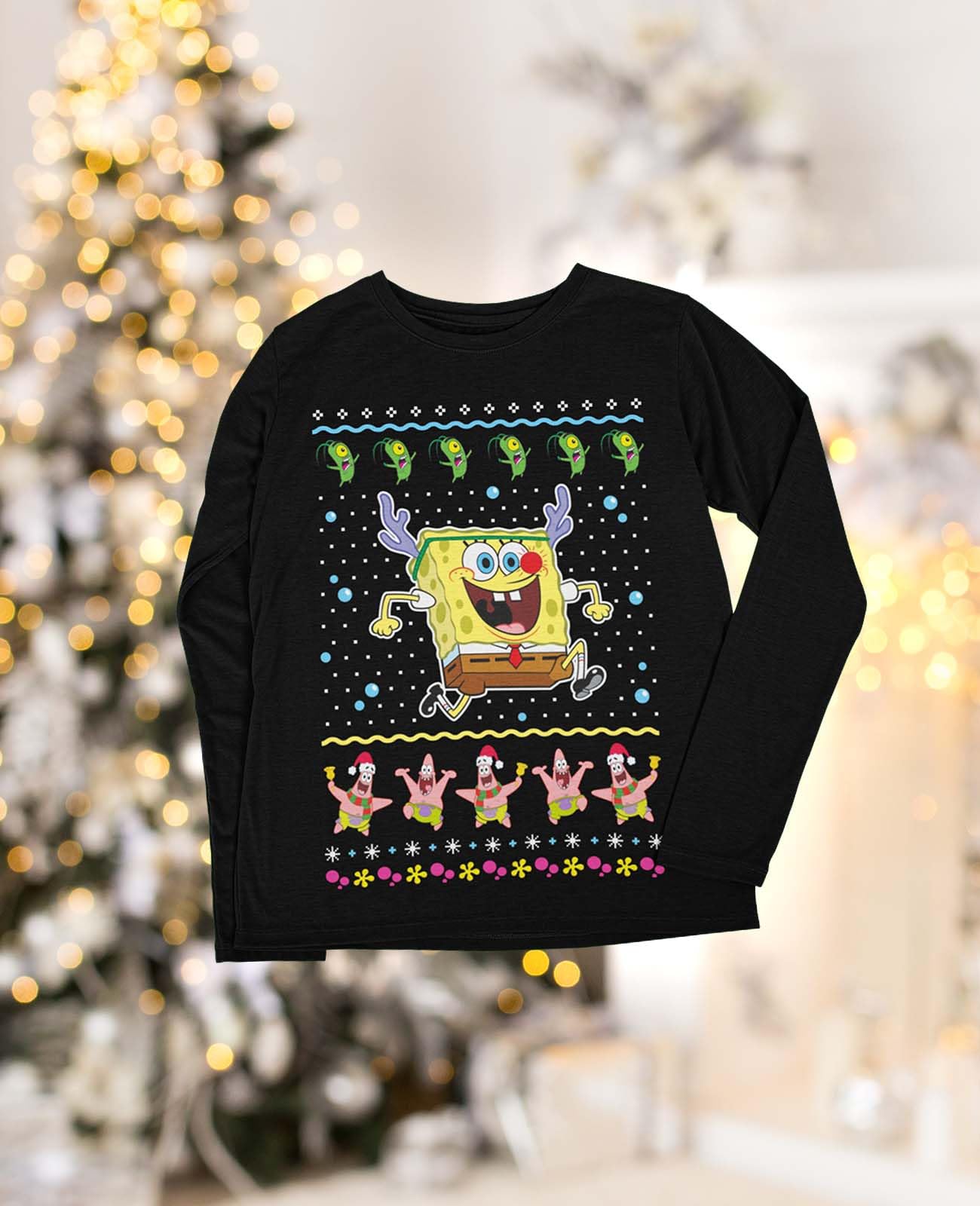 Tstars Spongebob Christmas Shirt | Kids Holiday Tacky Sweater | Funny Xmas Sweatshirt for Toddler Boys & Girls | Festive Family Matching Outfit for Christmas Party & Photos