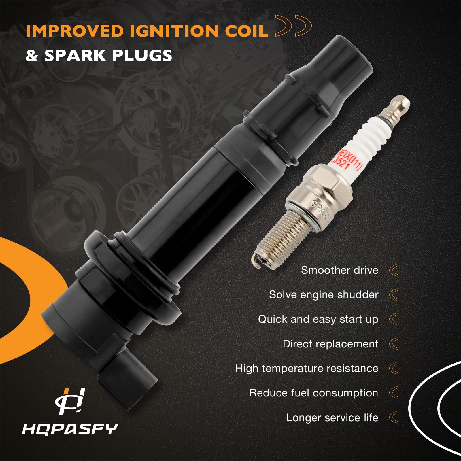 High Performance Ignition Coil Pack & Spark Plugs Set of 4 - Compatible with Yamaha FZ1 (2006-2014), YZF-R1 (2002-2006), YZF-R6 (2006-2007), FZS1 (2015), Vmax 1700 (2009-2020) - Replaces #5VY-82310-00-00 - Perfect for Motorcycle Maintenance & Engine Tuning