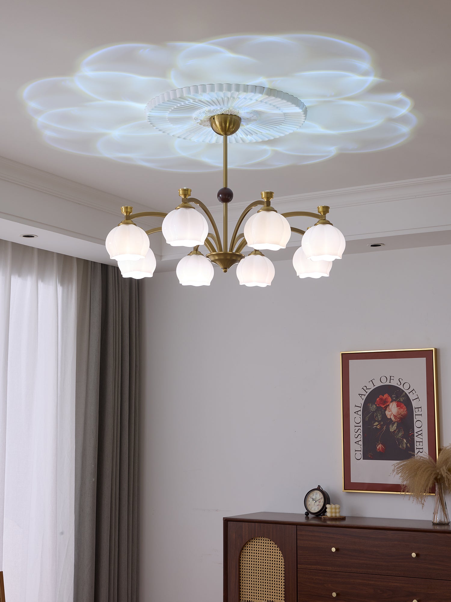Corinne Arc Chandelier - Modern Crystal Ceiling Light Fixture for Dining Room, Living Room & Bedroom | Elegant Lighting for Home Decor
