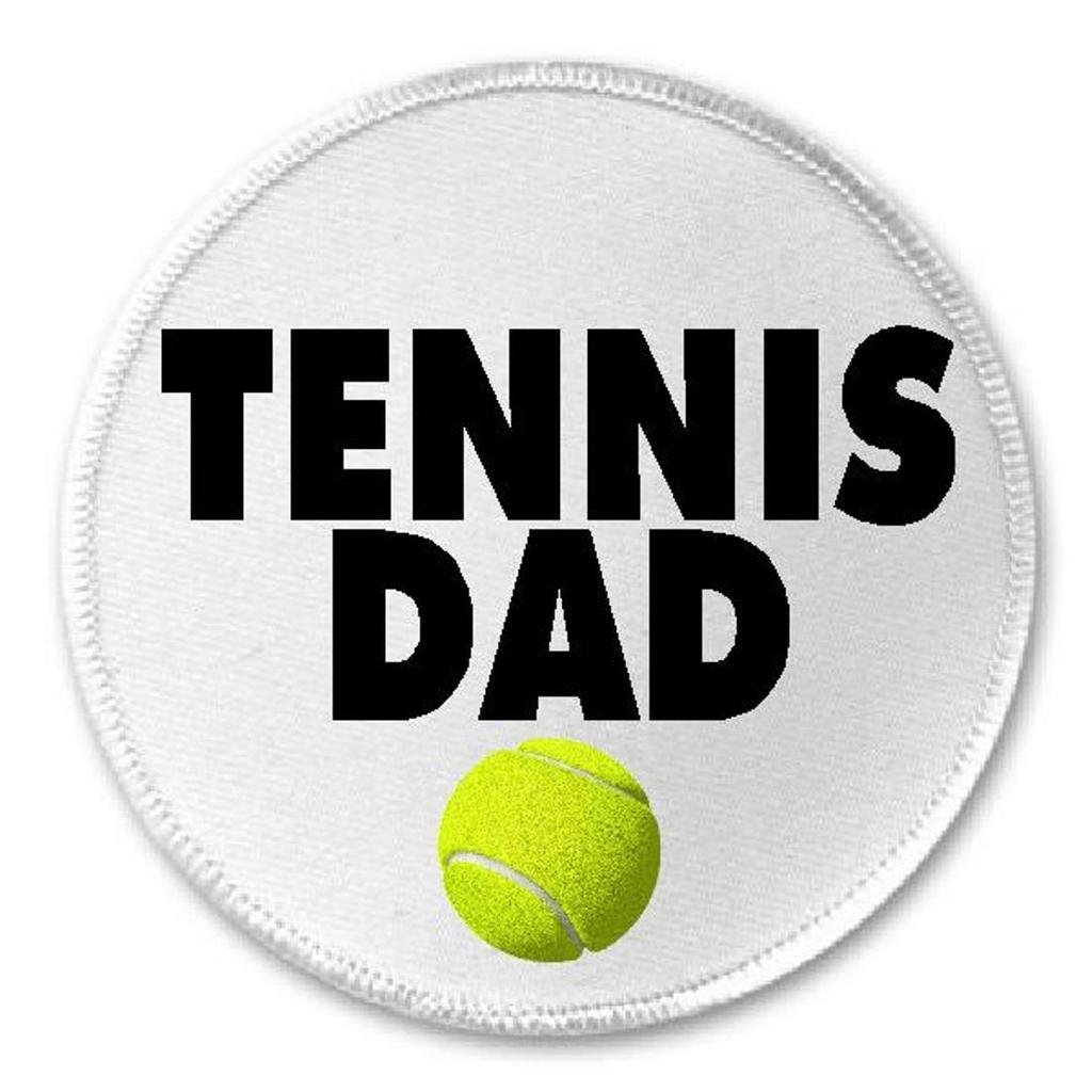 Tennis Dad - 3 Inch Iron On Patch for Sport Court Player | Custom Embroidered Applique for Jackets, Hats & Bags | Perfect Gift for Father's Day & Sports Enthusiasts