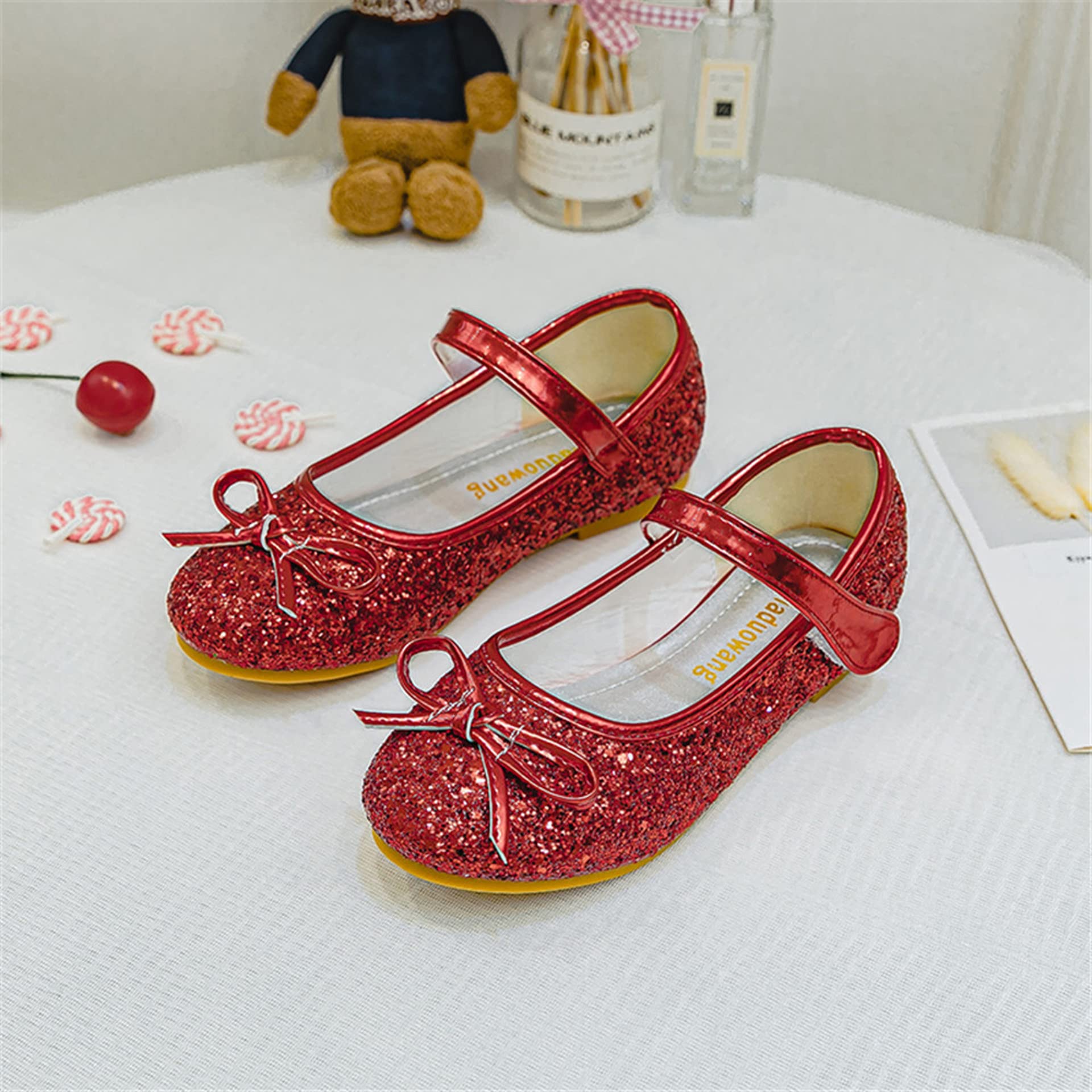 TN TANGNEST Girls Princess Shoes - Sparkly Sequined Bowknot Mary Jane Flats for Wedding, Party, Cosplay & Dress Up | Perfect for Birthday Celebrations, Pageants & Special Occasions