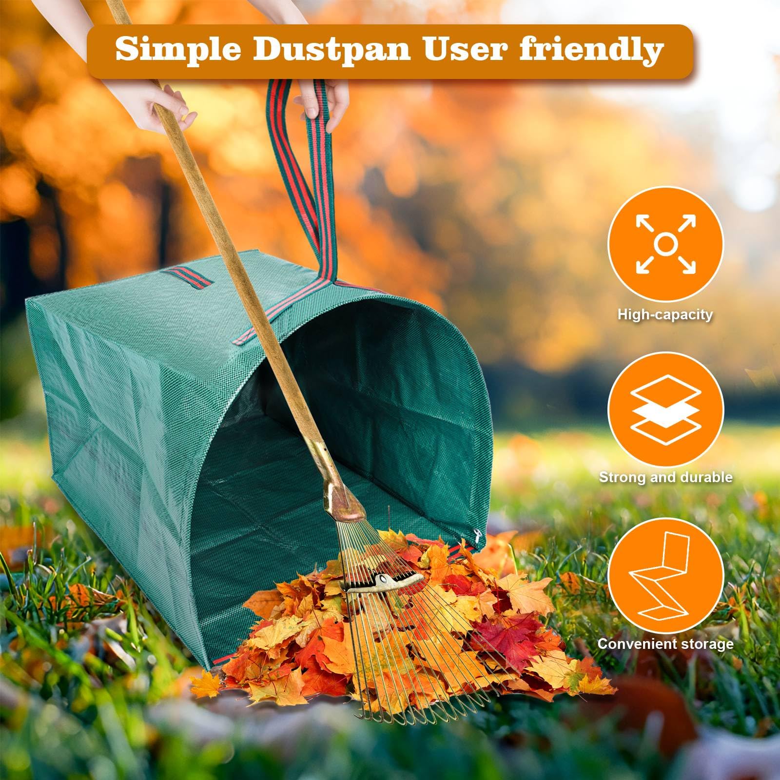 72 Gallon Leaf Collector Bags - 4-Pack Heavy Duty Yard Waste Bags for Leaf Vacuum, Grass Clippings & Yard Debris | Large Dustpan-Style Lawn Leaf Bags | Collapsible Trash Can for Parties, Laundry, Camping & Outdoor Activities