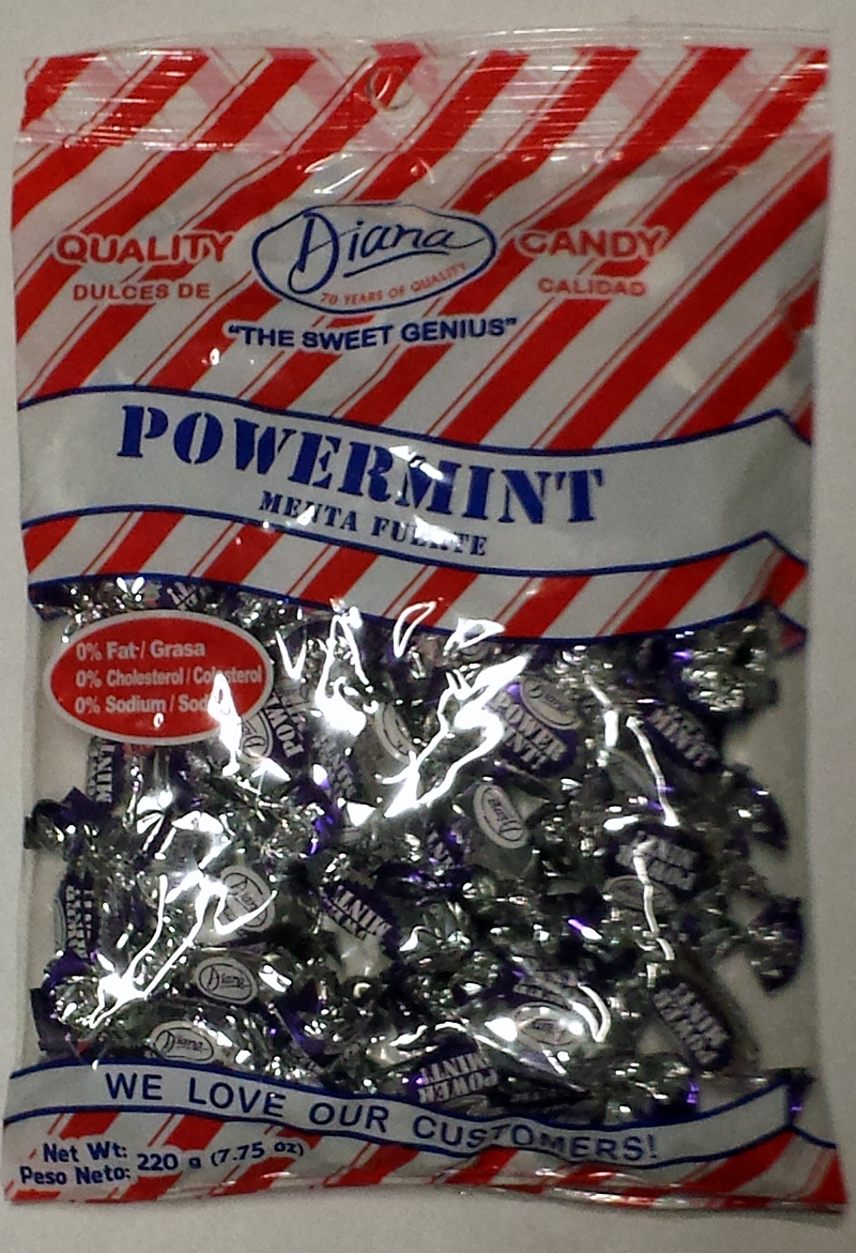 Diana Powermint Candy for Cough Relief, Sore Throat & Sinus Congestion - 220g (24 Pack) - Natural Mint Flavor for Cold & Allergy Season Comfort at Home, Work or Travel