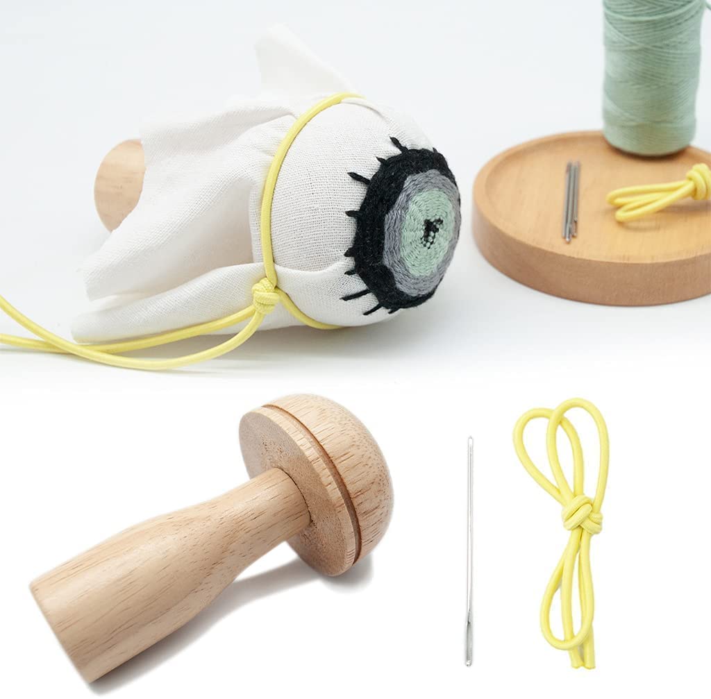 Premium Solid Wood Darning Mushroom - Hand Sewing & Mending Tool for Knitting, Sock Repair with Needle Storage | Cute Chubby Mushroom Design | Perfect for DIY Crafts, Clothing Repairs & Home Sewing Projects