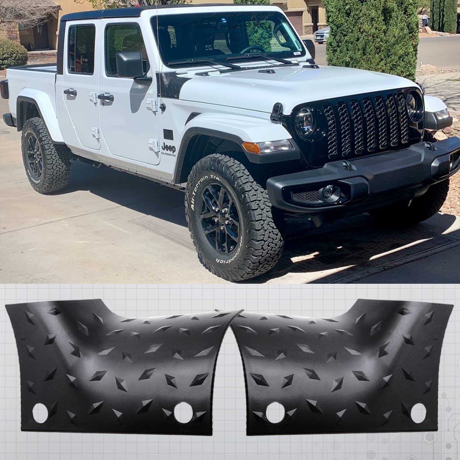 Jeep Wrangler JL & Gladiator JT Cowl Body Armor (2018-2022) - Durable Outer Cowl Covers & Corner Guards - Exterior Accessories (1 Pair) for Off-Road Protection & Style Enhancement