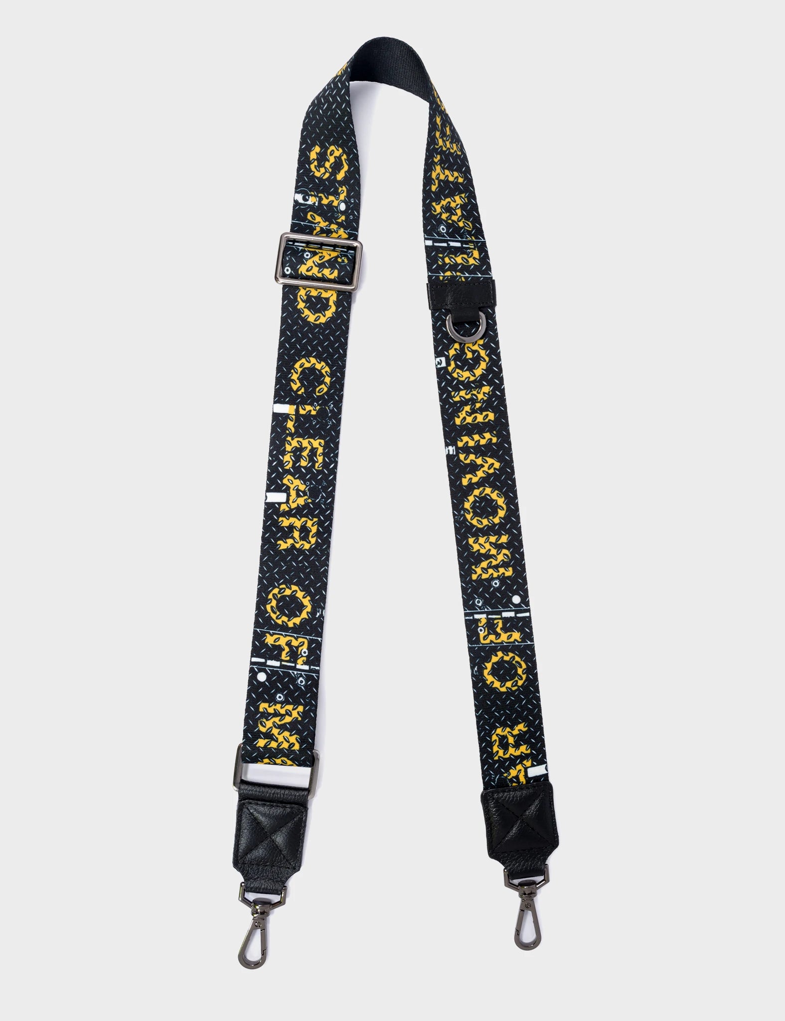 Detachable Black Nylon Strap with Subway Platform Print - Adjustable Shoulder Strap for Bags, Cameras & Travel Accessories - Perfect for Commuting, Urban Fashion & Everyday Use