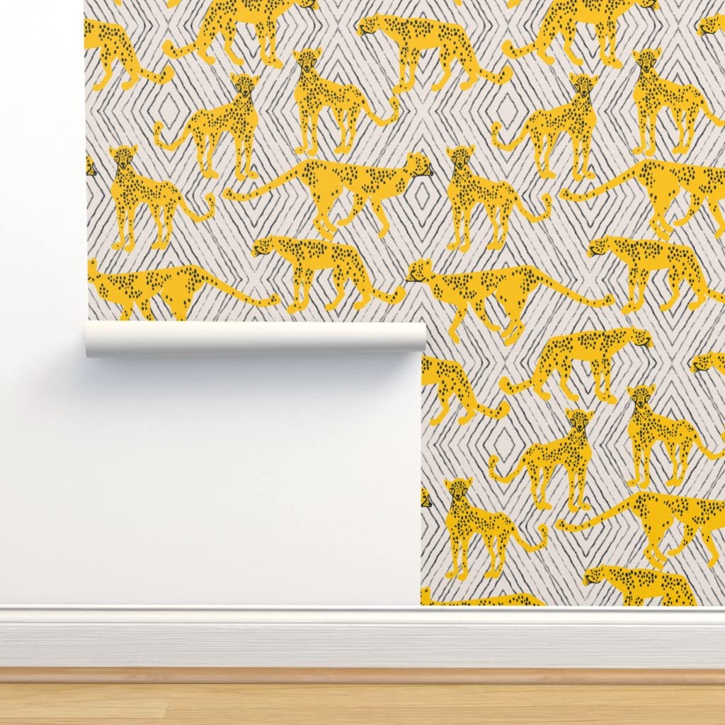 Premium Commercial Grade Wallpaper - 27ft x 2ft Cheetah Print Boho Diamond Pattern for Baby Nursery & Home Decor | Peel & Stick Traditional Wallpaper by Spoonflower | Perfect for Kids Rooms, Living Rooms & Accent Walls
