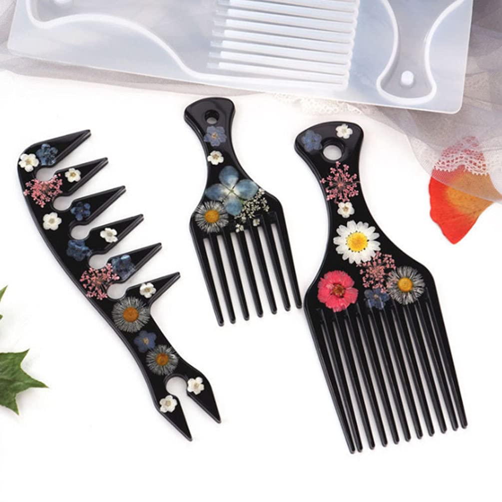 EXCEART Silicone Hair Clip Molds for Resin DIY - Decorative Epoxy Resin Comb Molds, Afro Hair Pick & Silicone Casting Molds (White) - Perfect for Jewelry Making, Craft Projects & Hair Accessories