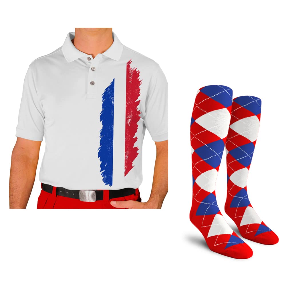 Men's Homeland Golf Shirt with Socks - Breathable Performance Polo for Golf & Casual Wear - Perfect for Golf Courses, Office & Weekend Outings