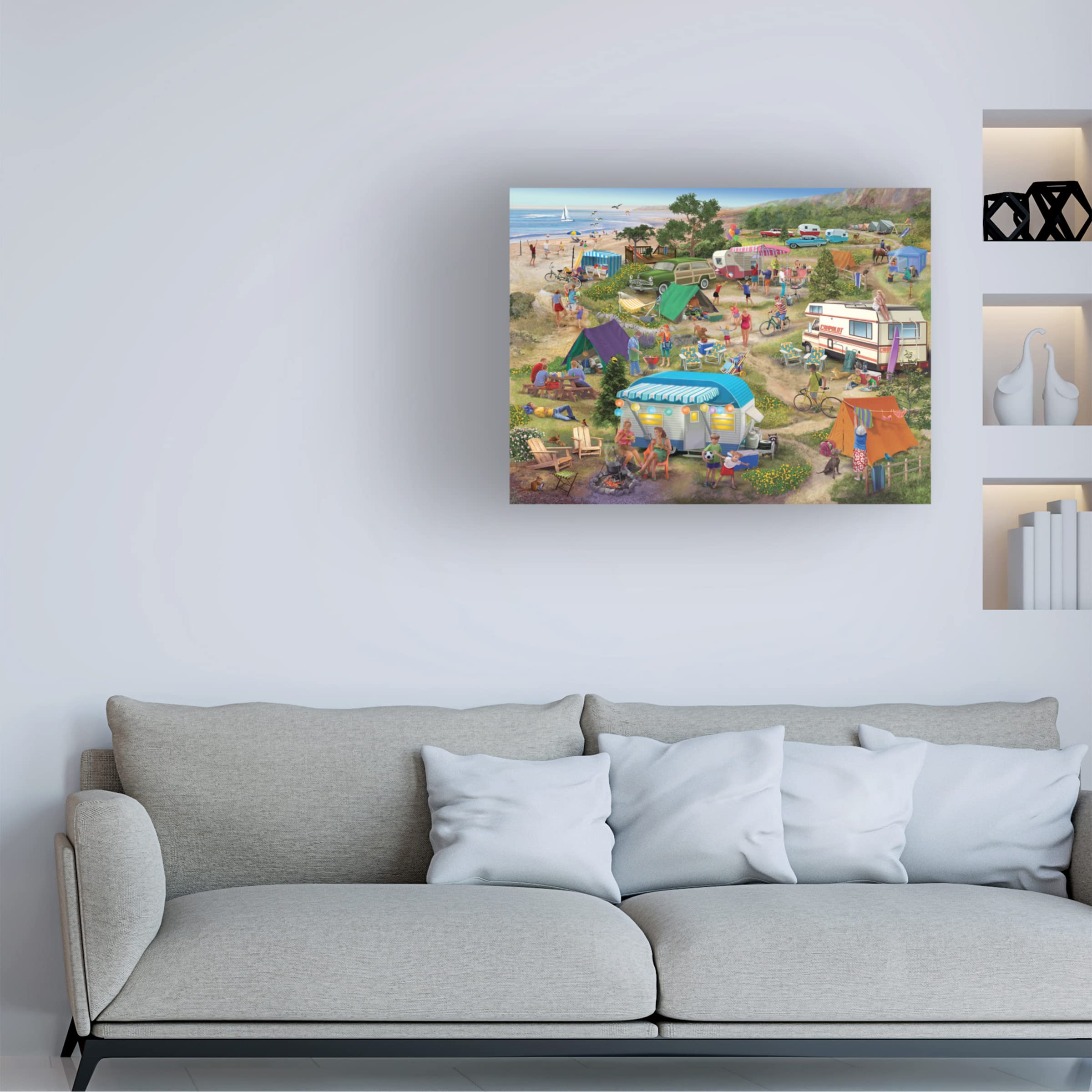 Trademark Fine Art 'Seaside Cramped Grounds' Canvas Wall Art by Bigelow Illustrations - Perfect for Coastal Home Decor, Beach House Living Room & Bedroom Wall Decor