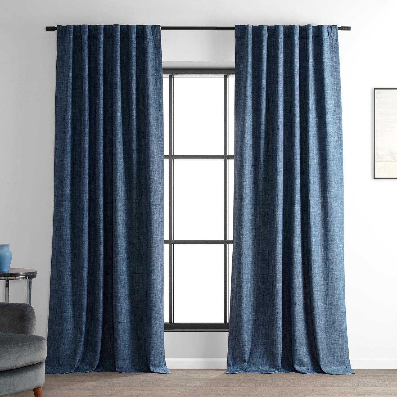 Premium Dark Blue Blackout Curtains - Thermal Insulated Linen Hotel Drapes for Bedroom & Living Room - Noise Reducing & Light Blocking for Better Sleep & Privacy